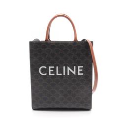 CELINE Small Vertical Cabas Triomphe Tote Bag, Coated Canvas, Leather, Women's, Brown, 191542BZK.04LU