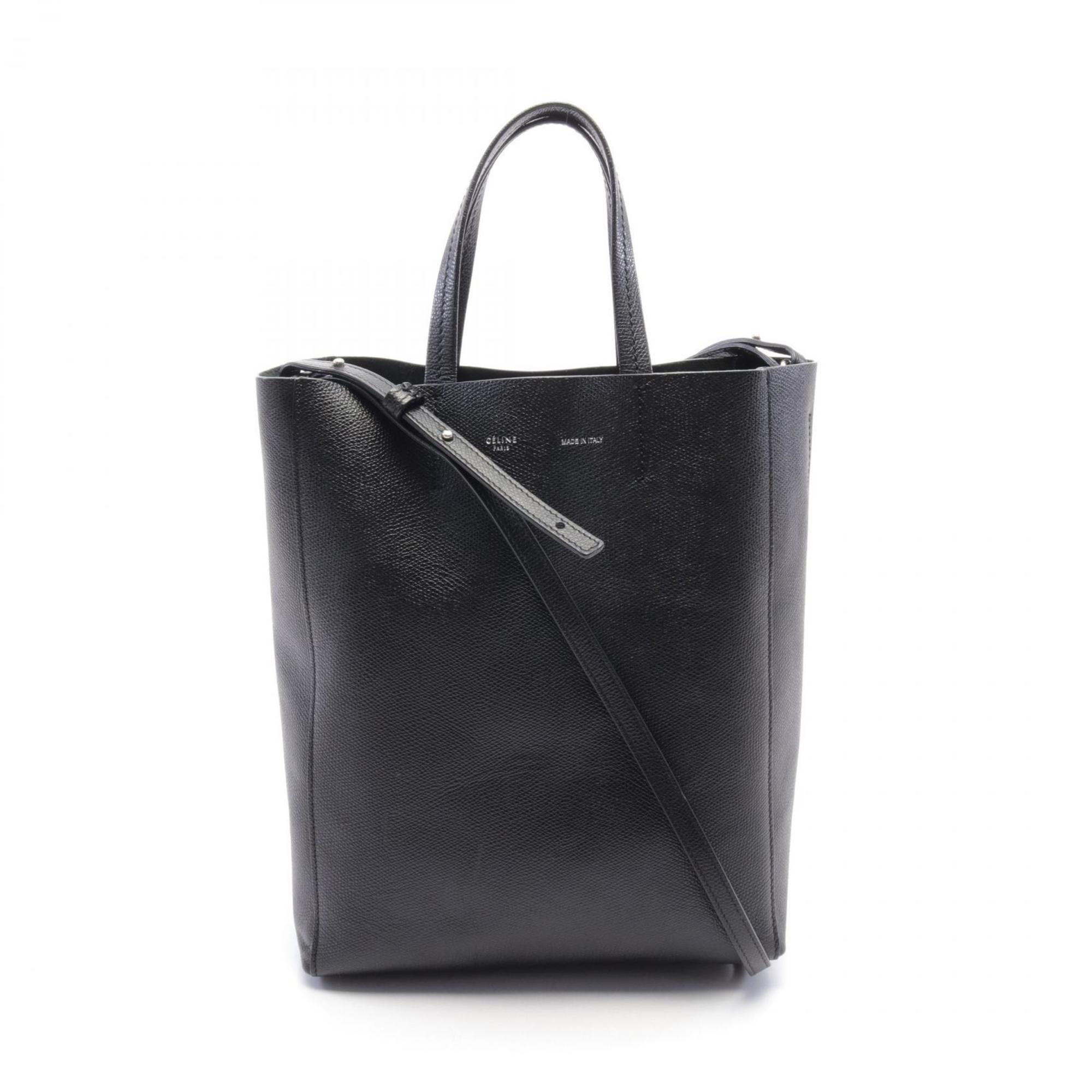 CELINE Vertical Small Cabas Tote Bag Leather Women's Black 176183