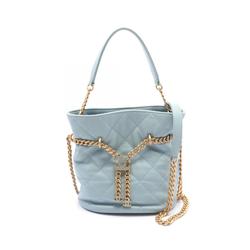 CHANEL Matelasse Shoulder Bag Leather Women's Blue