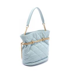 CHANEL Matelasse Shoulder Bag Leather Women's Blue