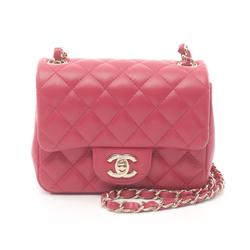 CHANEL Matelasse Shoulder Bag, Lambskin, Women's, Red, 35200