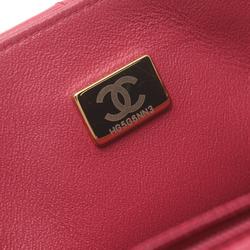 CHANEL Matelasse Shoulder Bag, Lambskin, Women's, Red, 35200