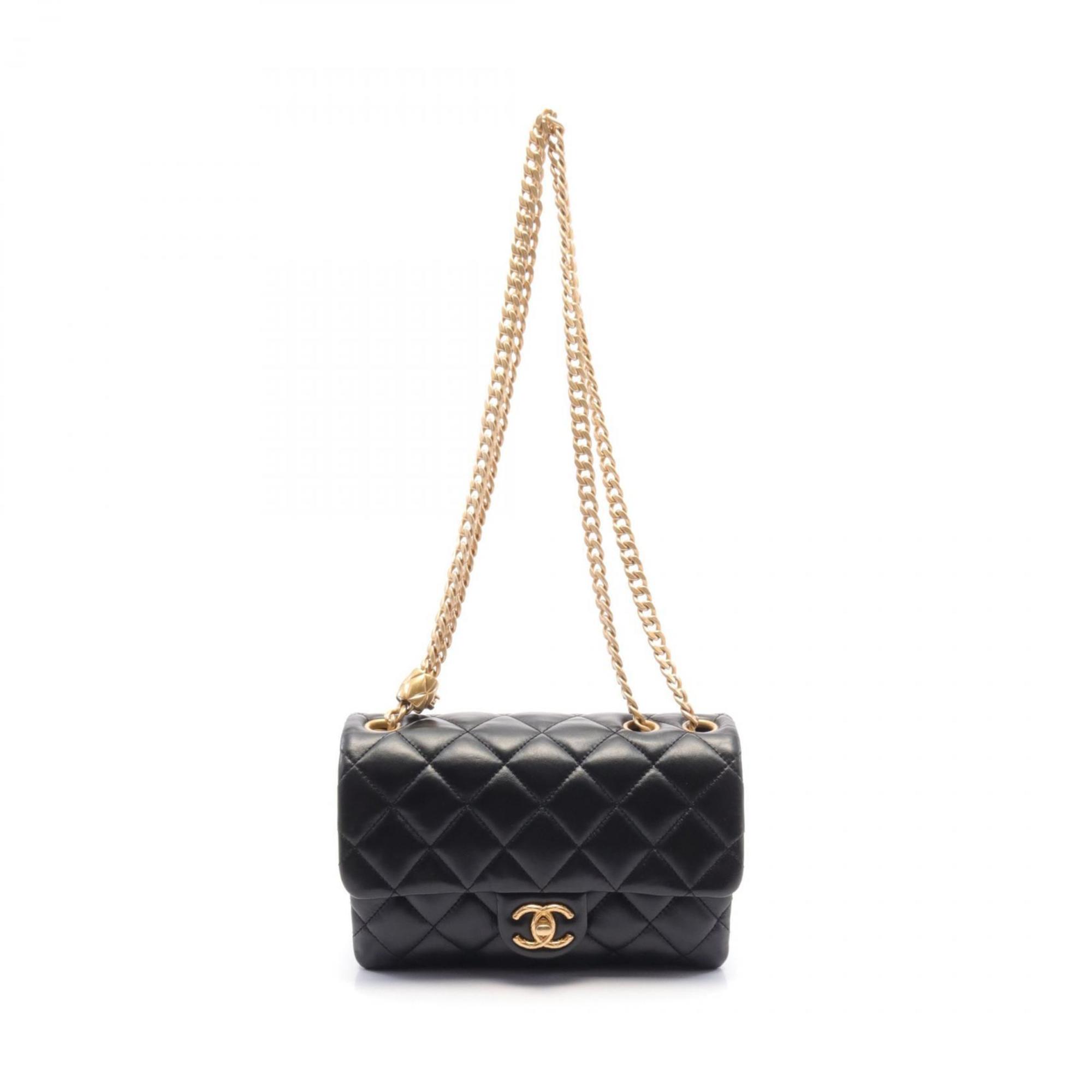 CHANEL Matelasse Shoulder Bag Leather Women's Black AS3393