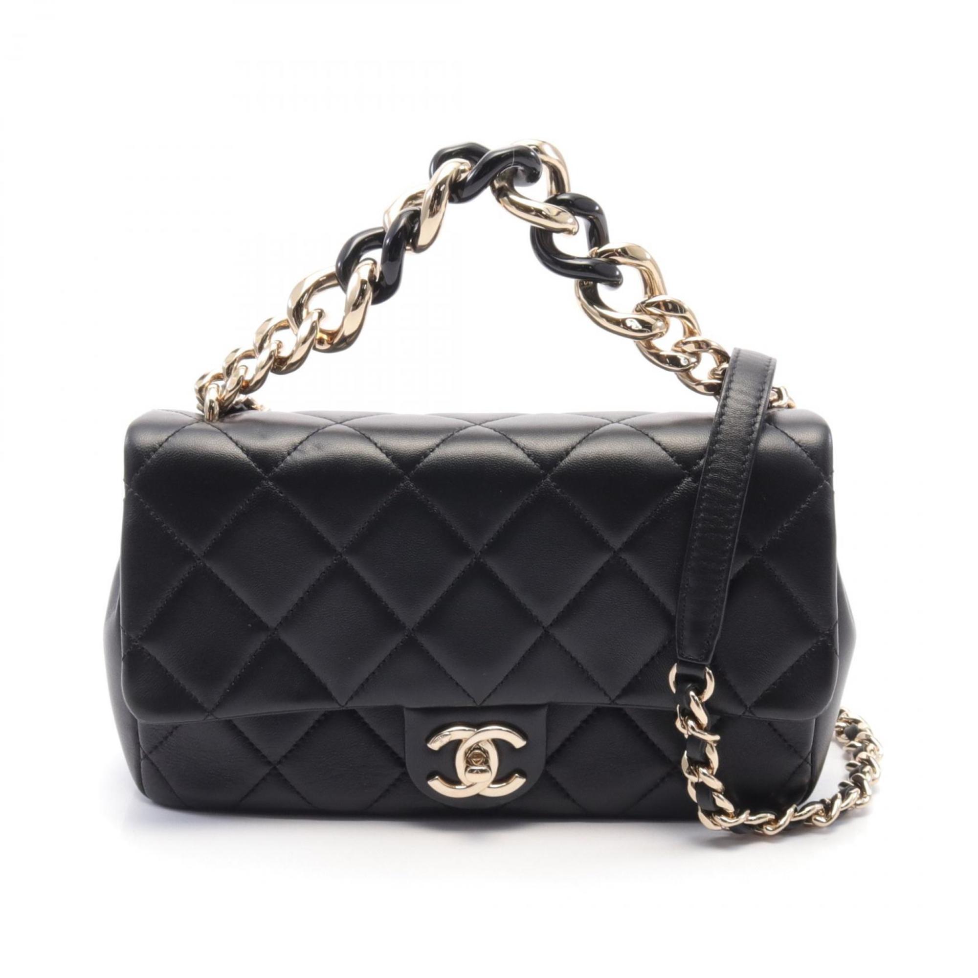 CHANEL Large Flap Bag Matelasse Shoulder Leather Women's Black AS1353