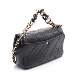 CHANEL Large Flap Bag Matelasse Shoulder Leather Women's Black AS1353