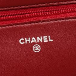 CHANEL Matelasse Shoulder Bag, Lambskin, Women's, Red, A33814