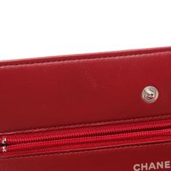 CHANEL Matelasse Shoulder Bag, Lambskin, Women's, Red, A33814