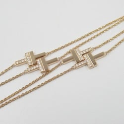 Tiffany & Co. T TWO Station Diamond Shell Necklace K18PG (pink gold) Ladies Clear White