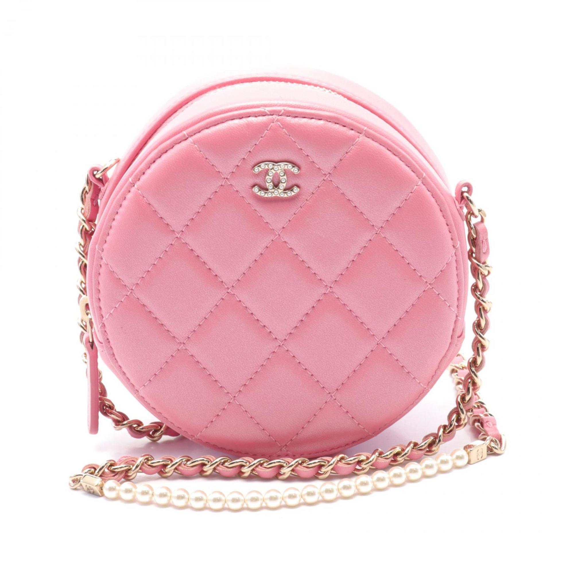 CHANEL Matelasse Shoulder Bag Leather Women's Pink