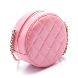 CHANEL Matelasse Shoulder Bag Leather Women's Pink