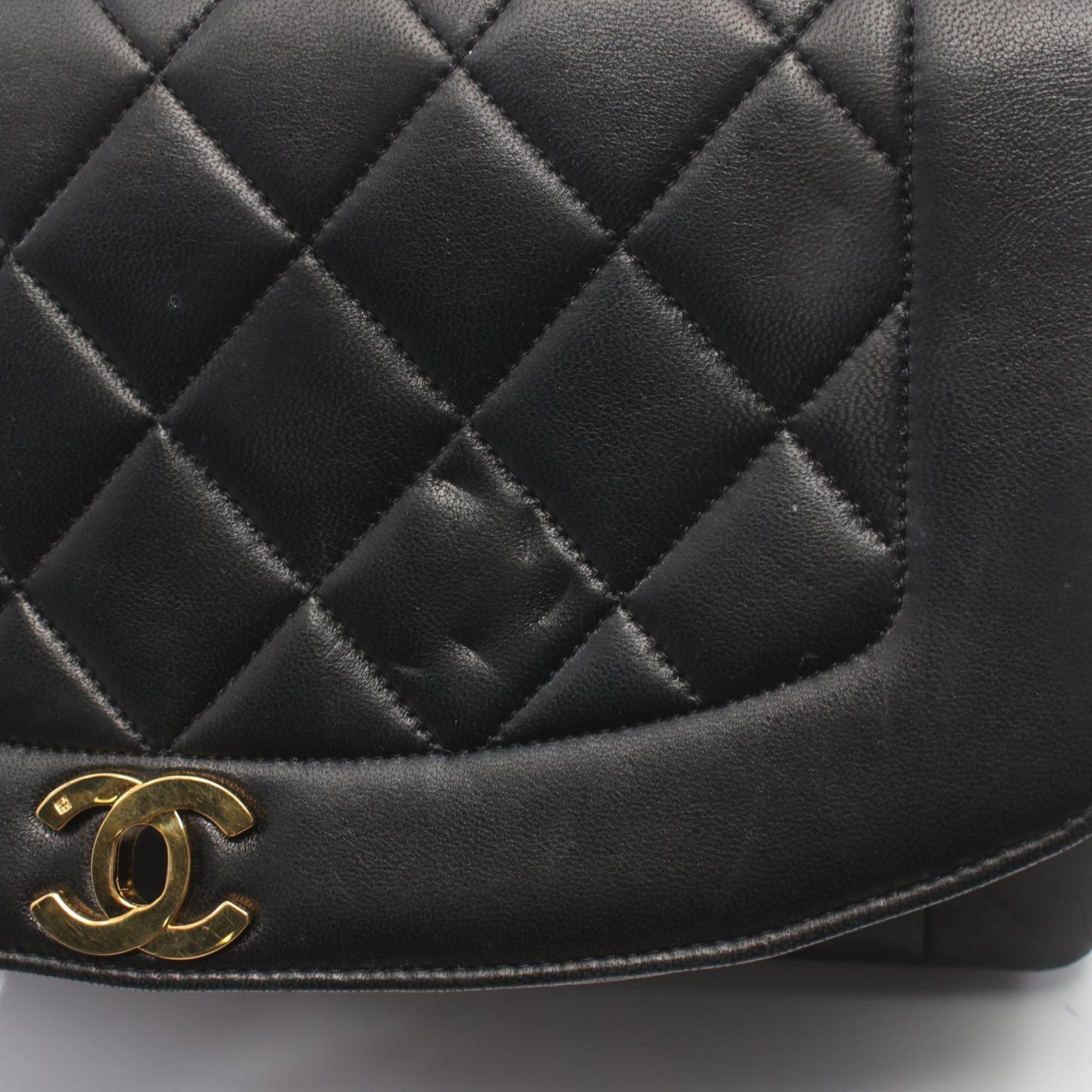 CHANEL Matelasse Diana Flap Shoulder Bag, Lambskin, Women's, Black, A01165