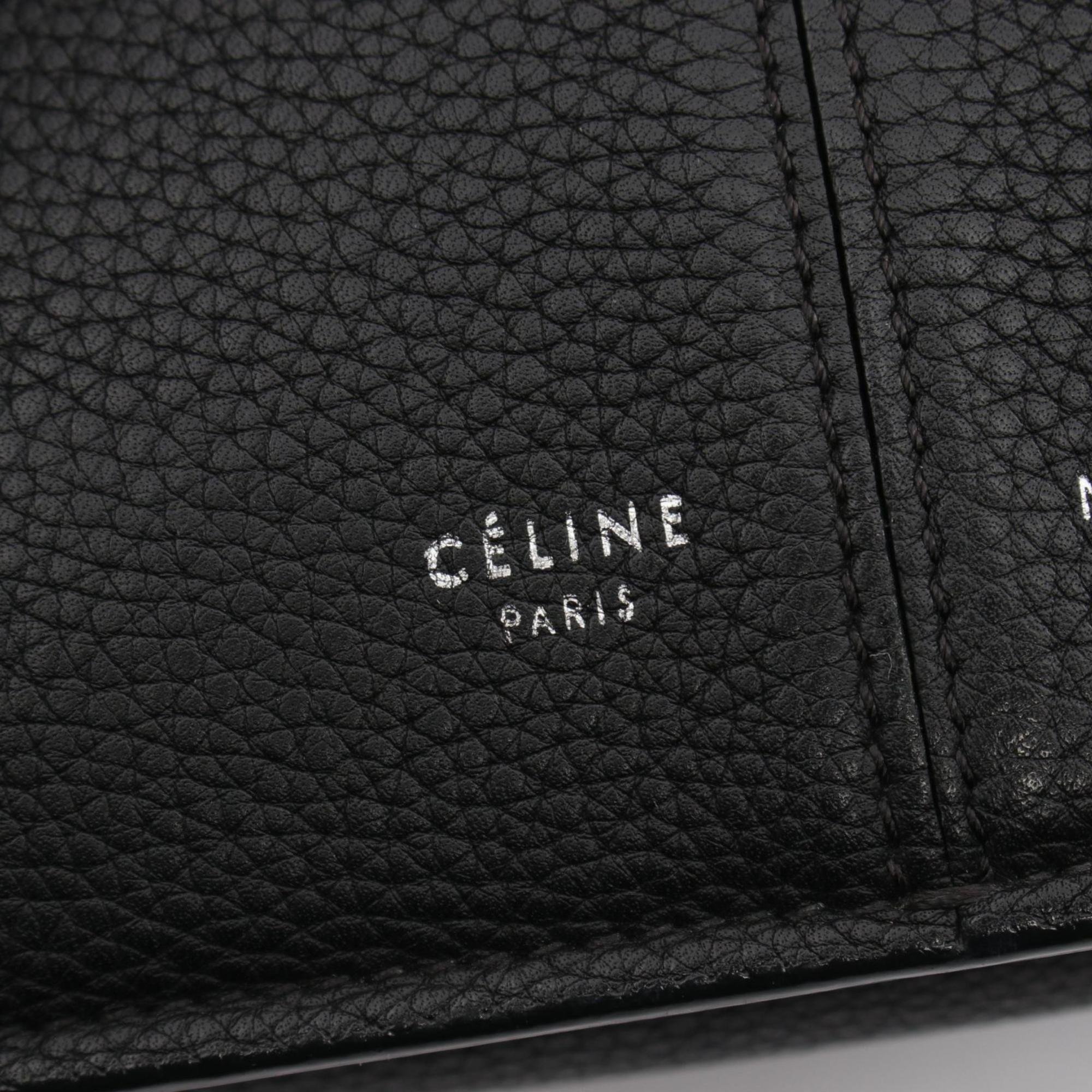 CELINE Trifold Small Tote Bag Leather Women's Black 179043