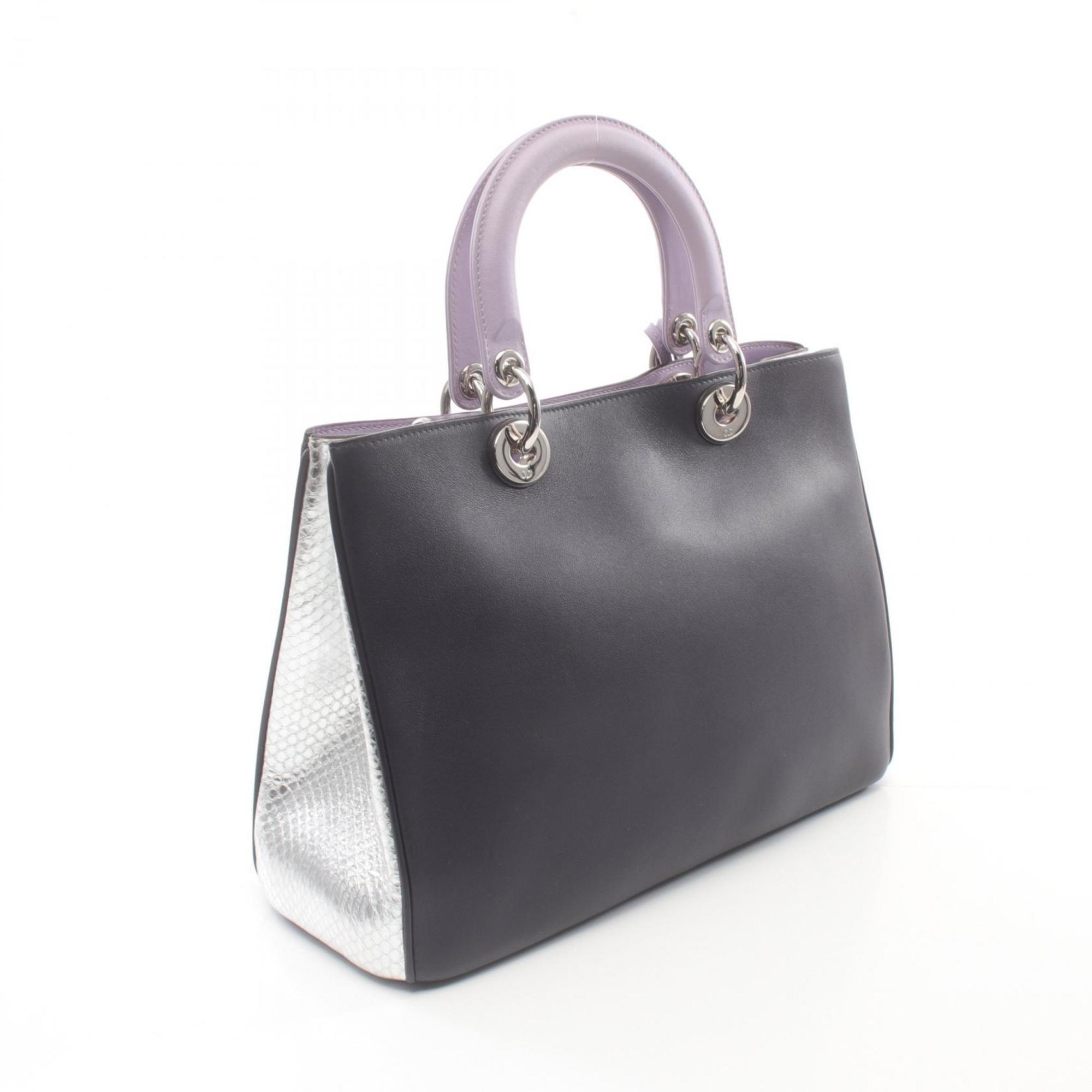 Christian Dior Dior Diorissimo Handbag Bag Leather Women's Black Purple Silver