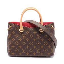 Louis Vuitton Pallas BB Monogram Cerise Handbag Bag Coated Canvas Leather Women's Brown Red M41241