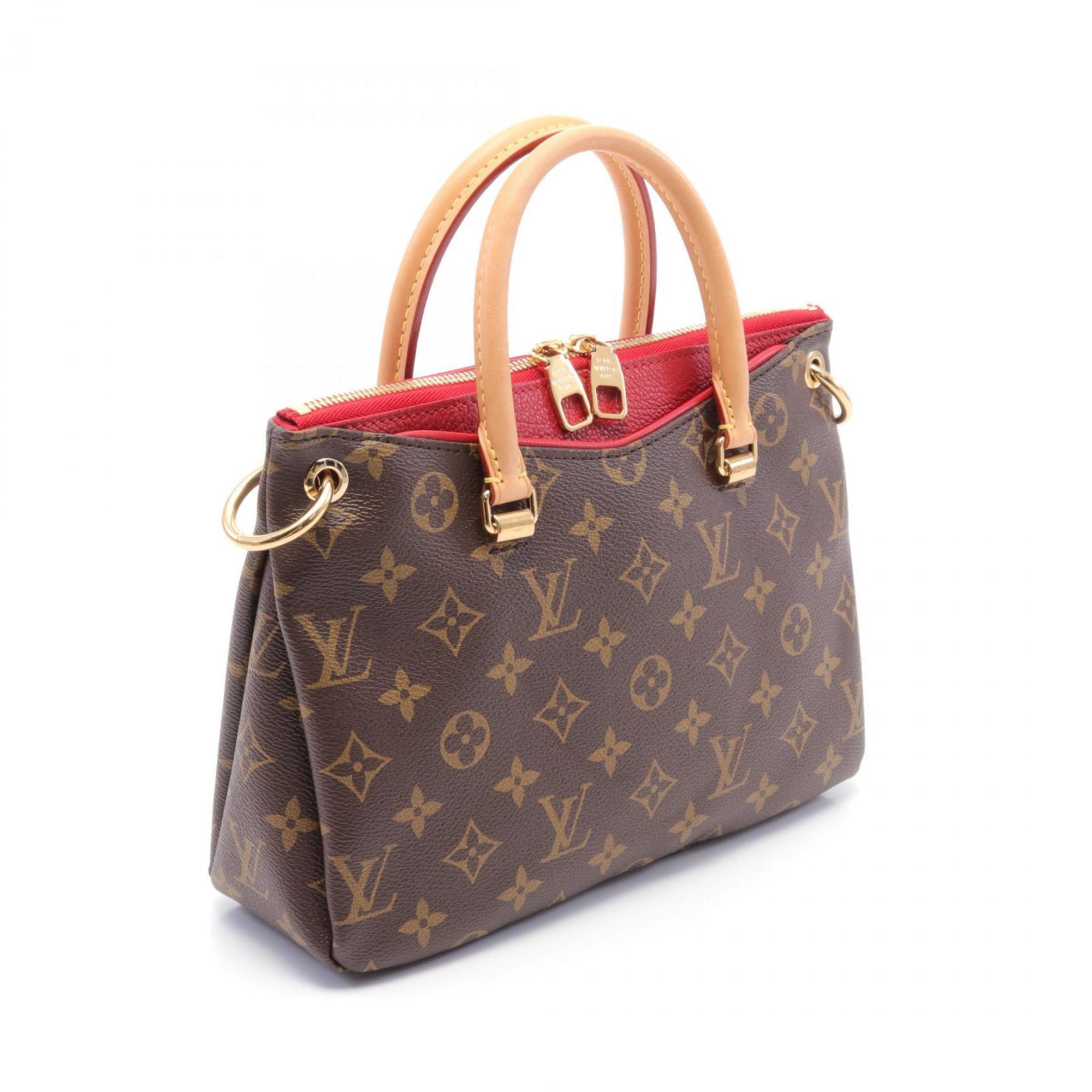 Louis Vuitton Pallas BB Monogram Cerise Handbag Bag Coated Canvas Leather Women's Brown Red M41241