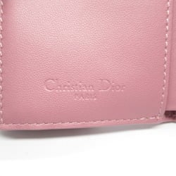 Christian Dior Dior Lady Cannage Tri-fold Wallet, Lambskin (Sheepskin), Women's, Pink, S0181ONMJ_M77P