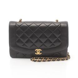 CHANEL Matelasse Diana Flap Shoulder Bag, Lambskin, Women's, Black, A01165