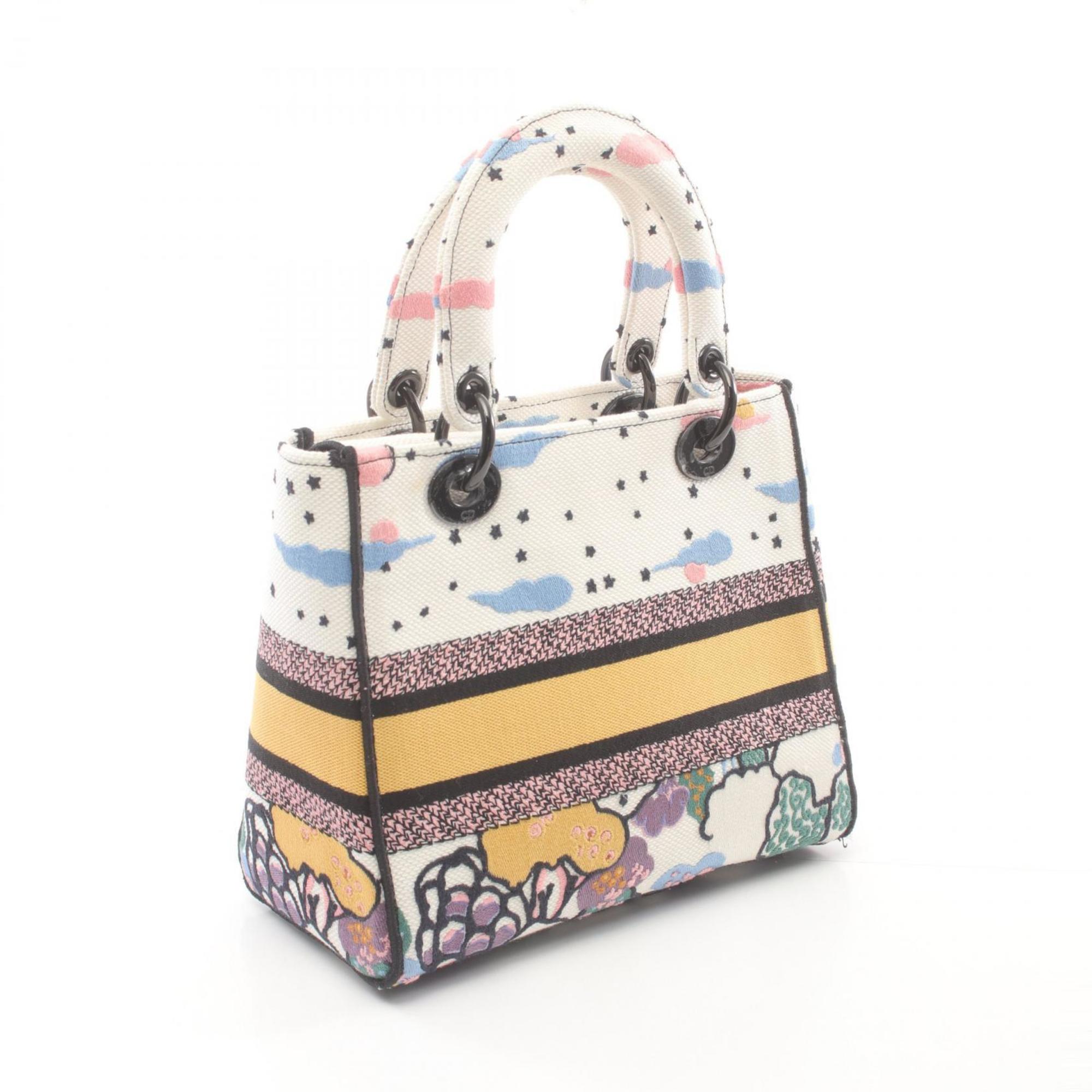 Christian Dior Dior Lady Handbag Bag Canvas Women's White Multicolor