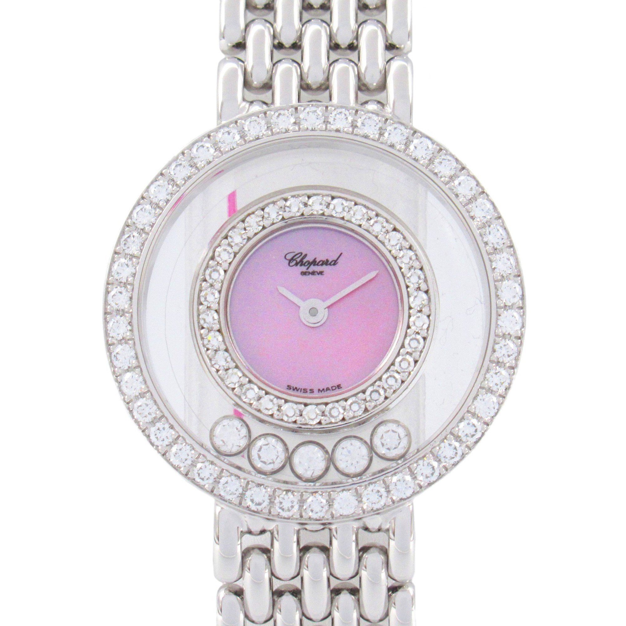 Chopard Happy Diamond Bezel Wristwatch K18WG (White Gold) Ladies Pink Shell 20 5691