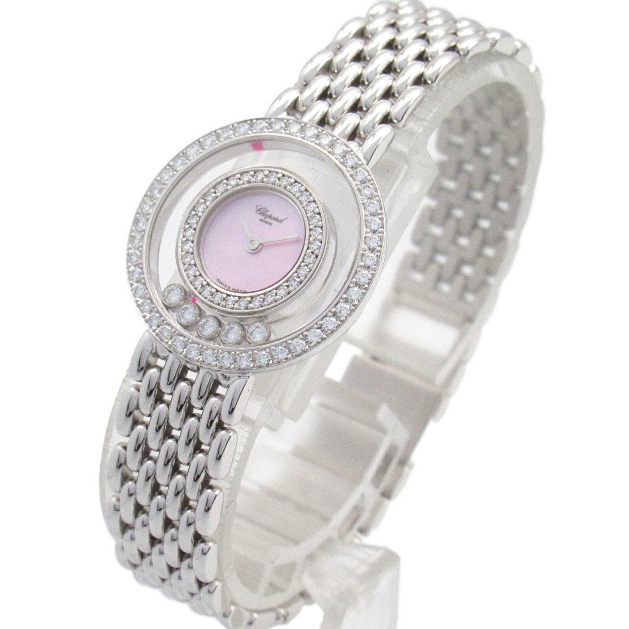 Chopard Happy Diamond Bezel Wristwatch K18WG (White Gold) Ladies Pink Shell 20 5691