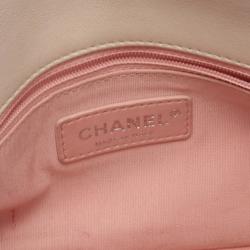 CHANEL Matelasse Shoulder Bag Leather Fabric Women's White Pink Multicolor