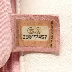 CHANEL Matelasse Shoulder Bag Leather Fabric Women's White Pink Multicolor