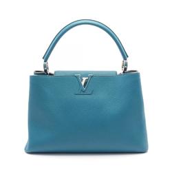 LOUIS VUITTON Capucines MM Parnassus Blue Canard Handbag Bag Leather Women's Green M48868