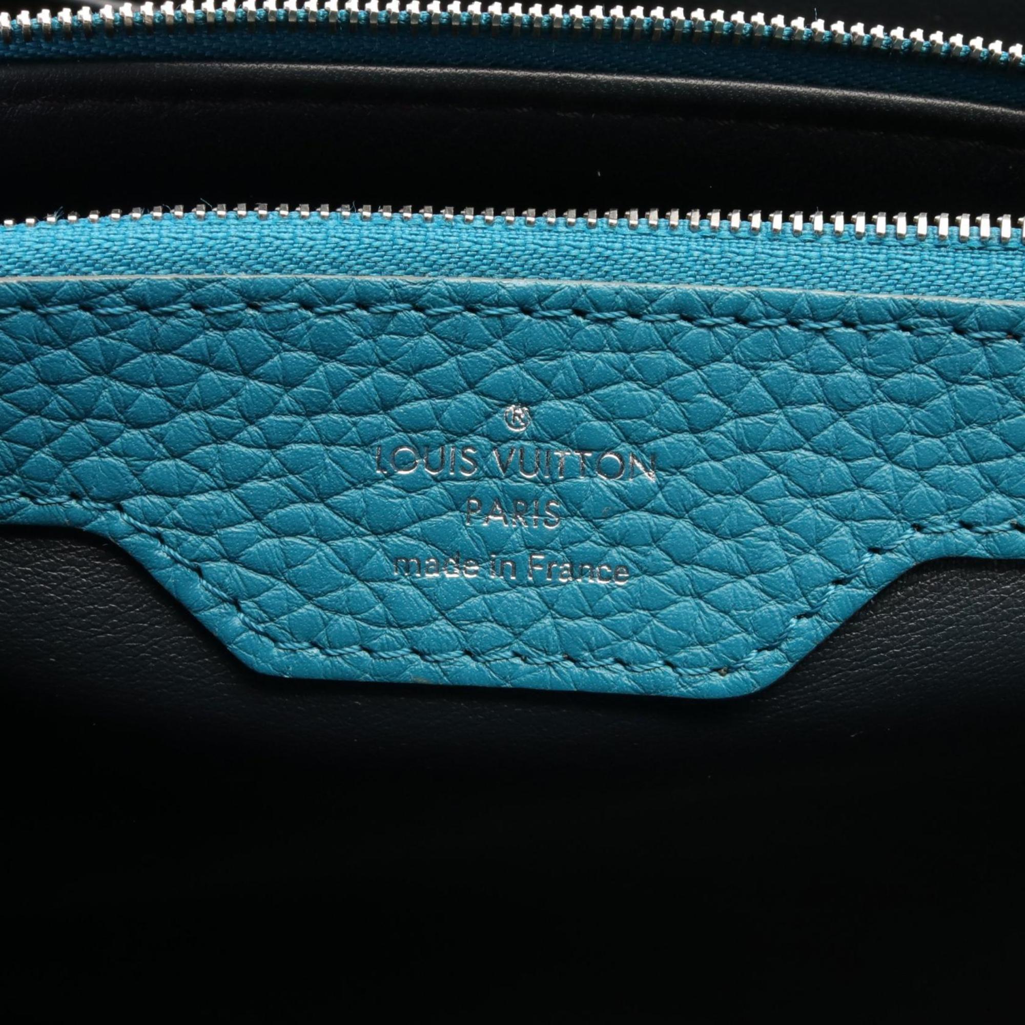 LOUIS VUITTON Capucines MM Parnassus Blue Canard Handbag Bag Leather Women's Green M48868