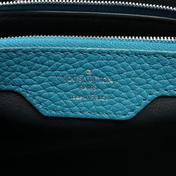 LOUIS VUITTON Capucines MM Parnassus Blue Canard Handbag Bag Leather Women's Green M48868