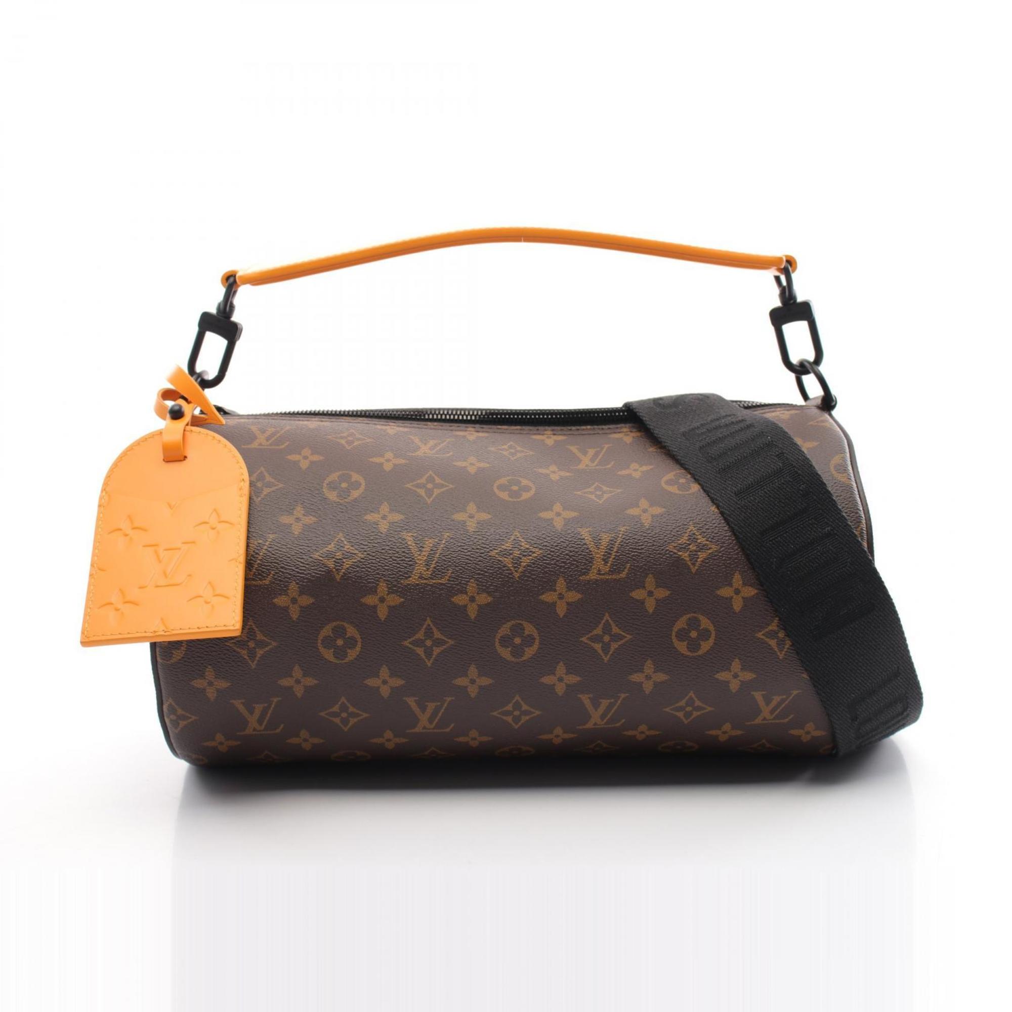 LOUIS VUITTON Soft Polochon MM Handbag Bag Coated Canvas Leather Monogram Macassar Women's Brown Orange M46691