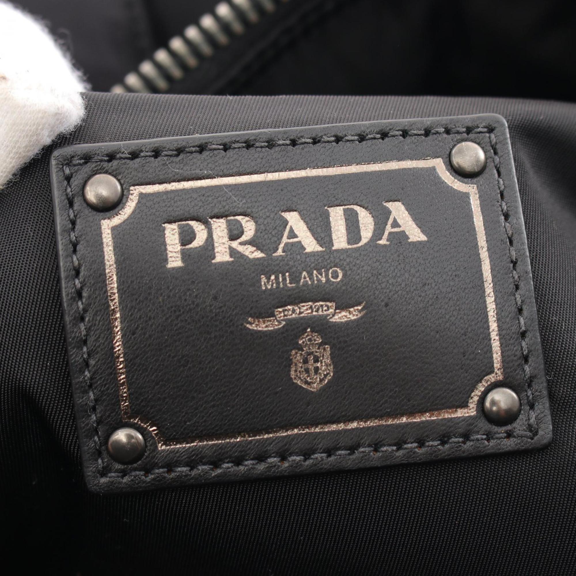 PRADA Tote Bag Nylon Leather Women's Navy Black