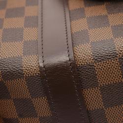 Louis Vuitton Keepall 50 Damier Ebene Boston Bag, Coated Canvas, Leather, Men's, Women's, Brown, N41427