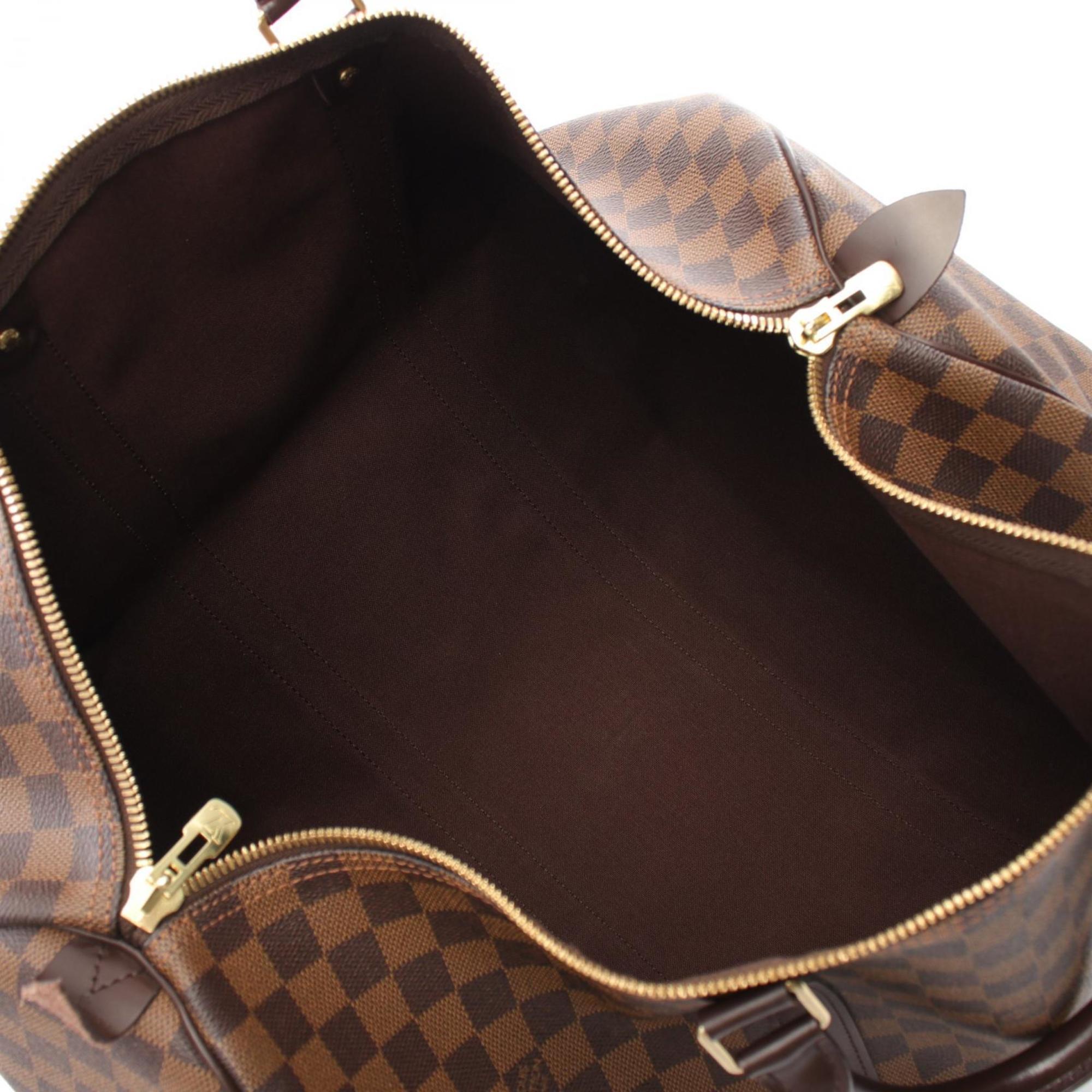 Louis Vuitton Keepall 50 Damier Ebene Boston Bag, Coated Canvas, Leather, Men's, Women's, Brown, N41427