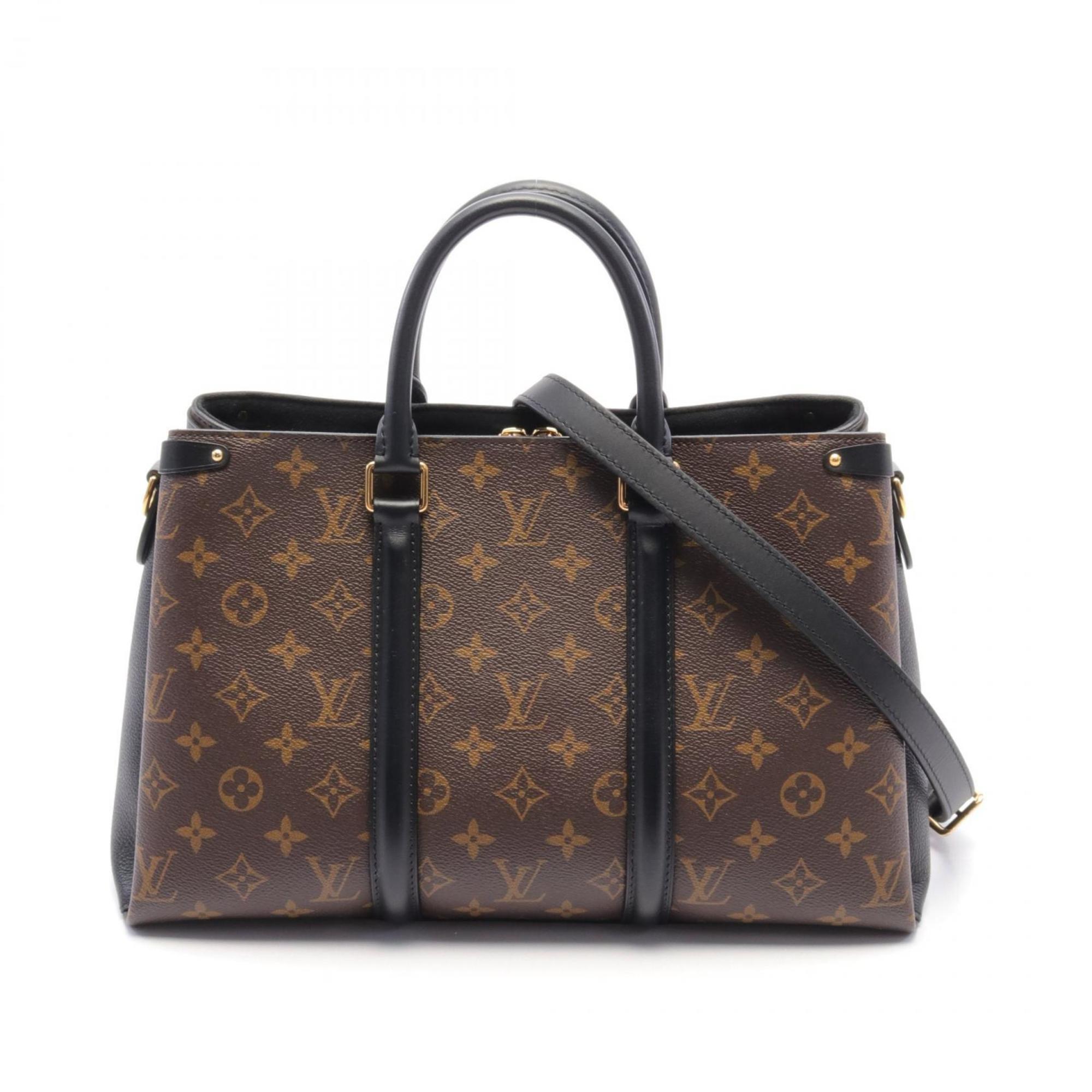 Louis Vuitton Soufflot NV MM Monogram Noir Handbag Bag Coated Canvas Leather Women's Brown Black M44817