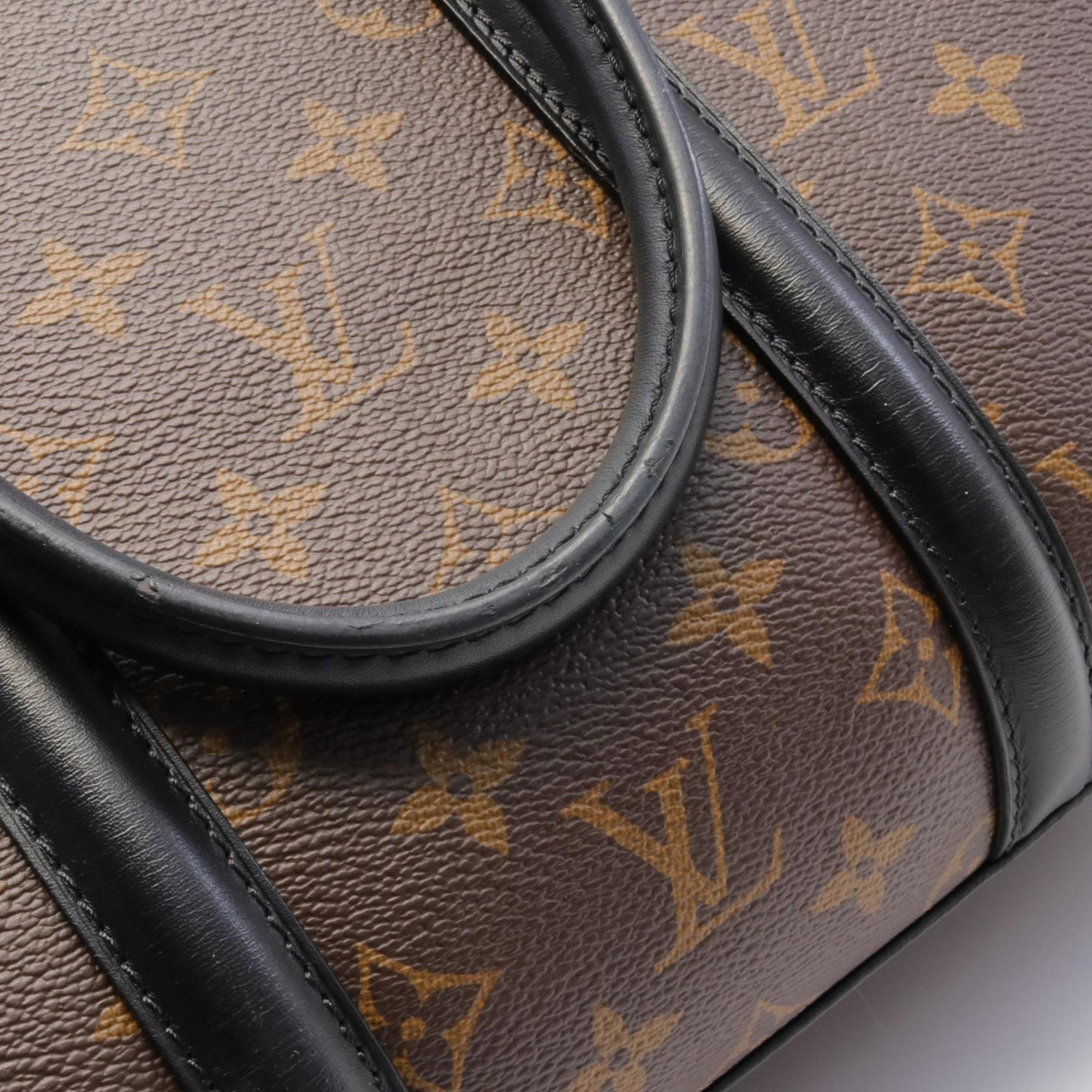 Louis Vuitton Soufflot NV MM Monogram Noir Handbag Bag Coated Canvas Leather Women's Brown Black M44817