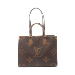 LOUIS VUITTON On the Go MM Monogram Giant Reverse Tote Bag, Coated Canvas, Leather, Women's, Brown, Beige, M45321