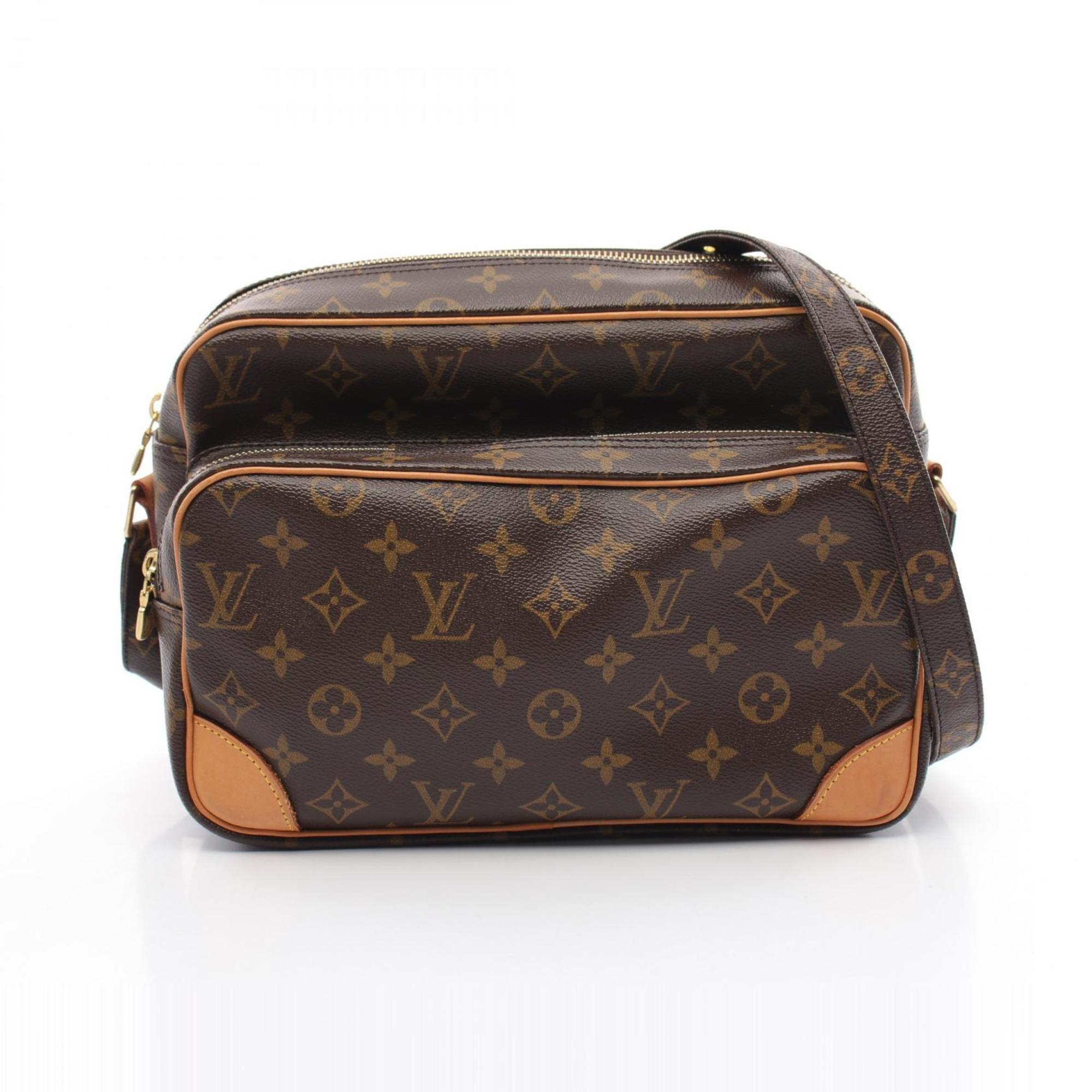 Louis Vuitton Nile Monogram Shoulder Bag, Coated Canvas, Leather, Women's, Brown, M45244