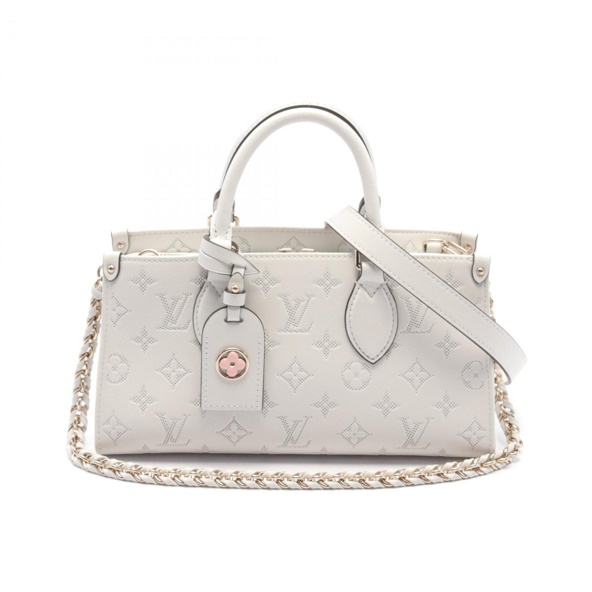 LOUIS VUITTON On the Go EW Monogram Handbag Bag Leather Women's White M11274