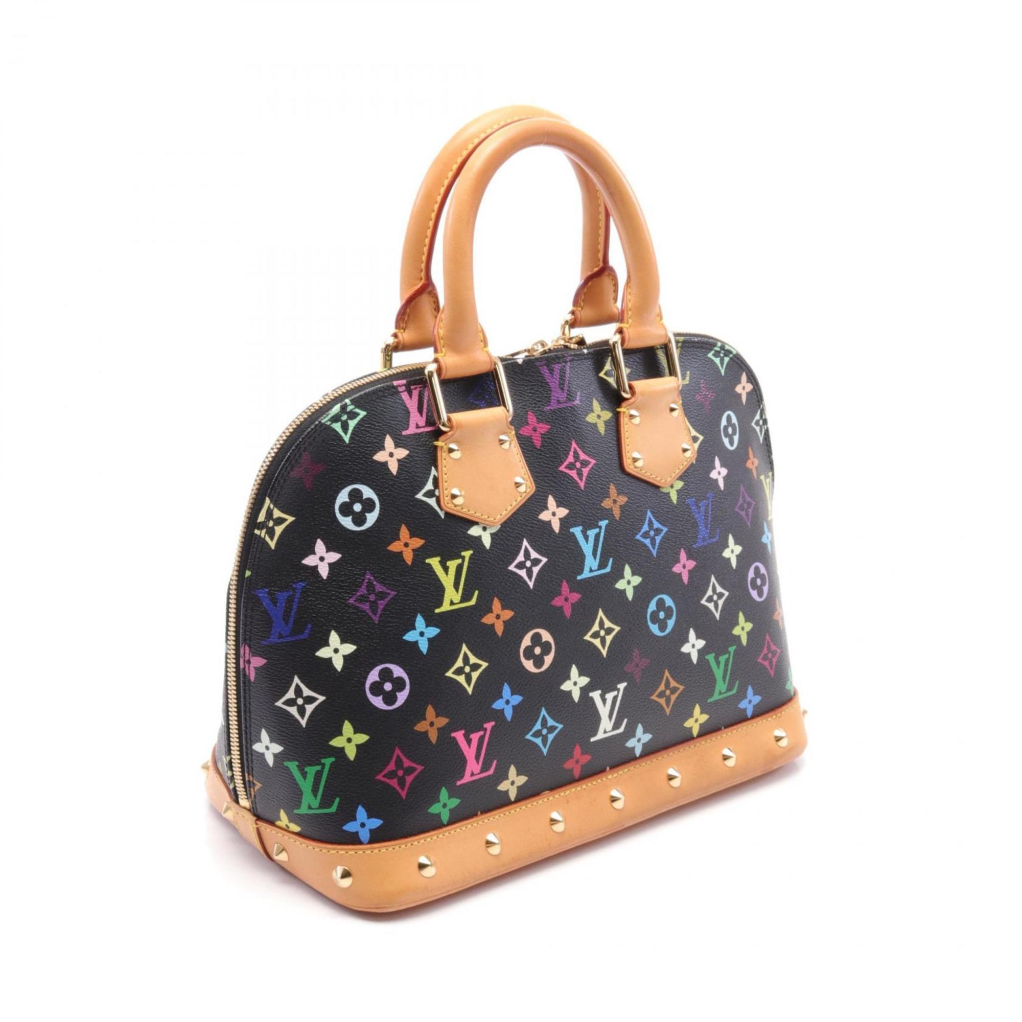 Louis Vuitton Alma Monogram Multicolor Noir Handbag Bag Coated Canvas Leather Women's Black M92646