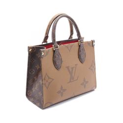 LOUIS VUITTON On the Go PM Monogram Reverse Handbag Bag Coated Canvas Women's Brown Beige M46373