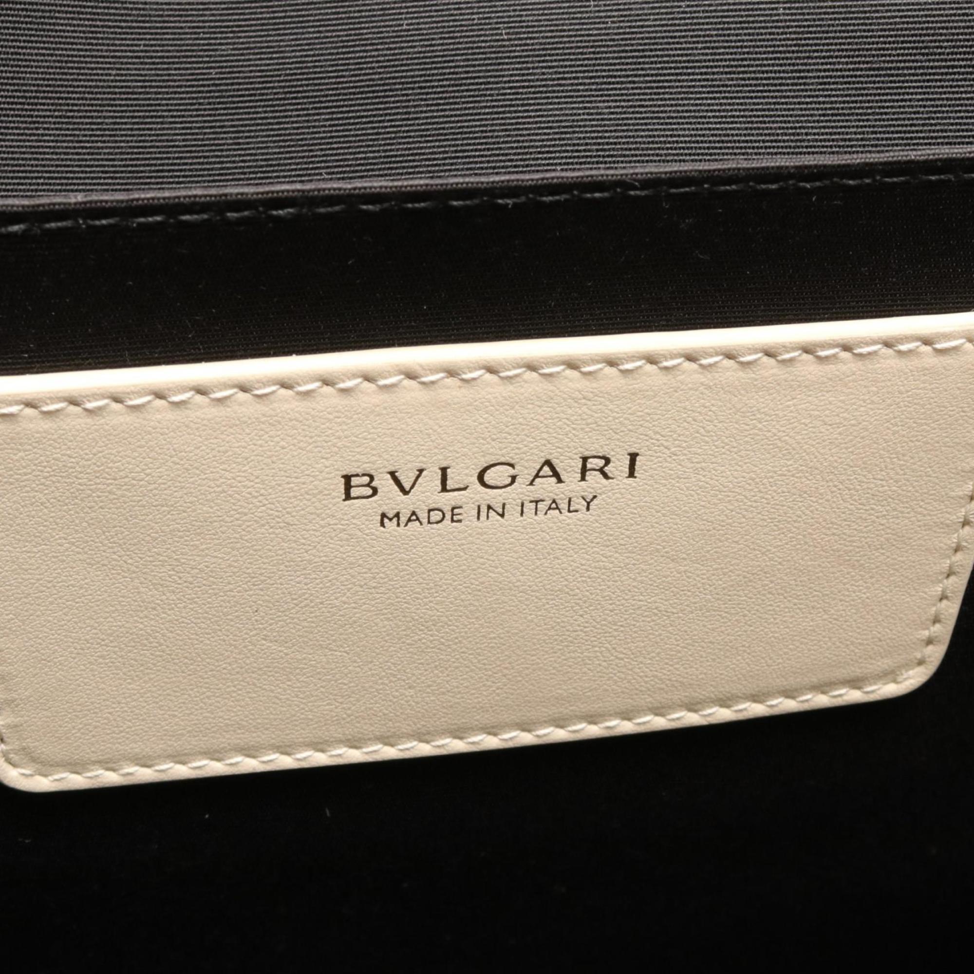 BVLGARI Serpenti Tote Bag Canvas Leather Women's Ivory Pink Multicolor