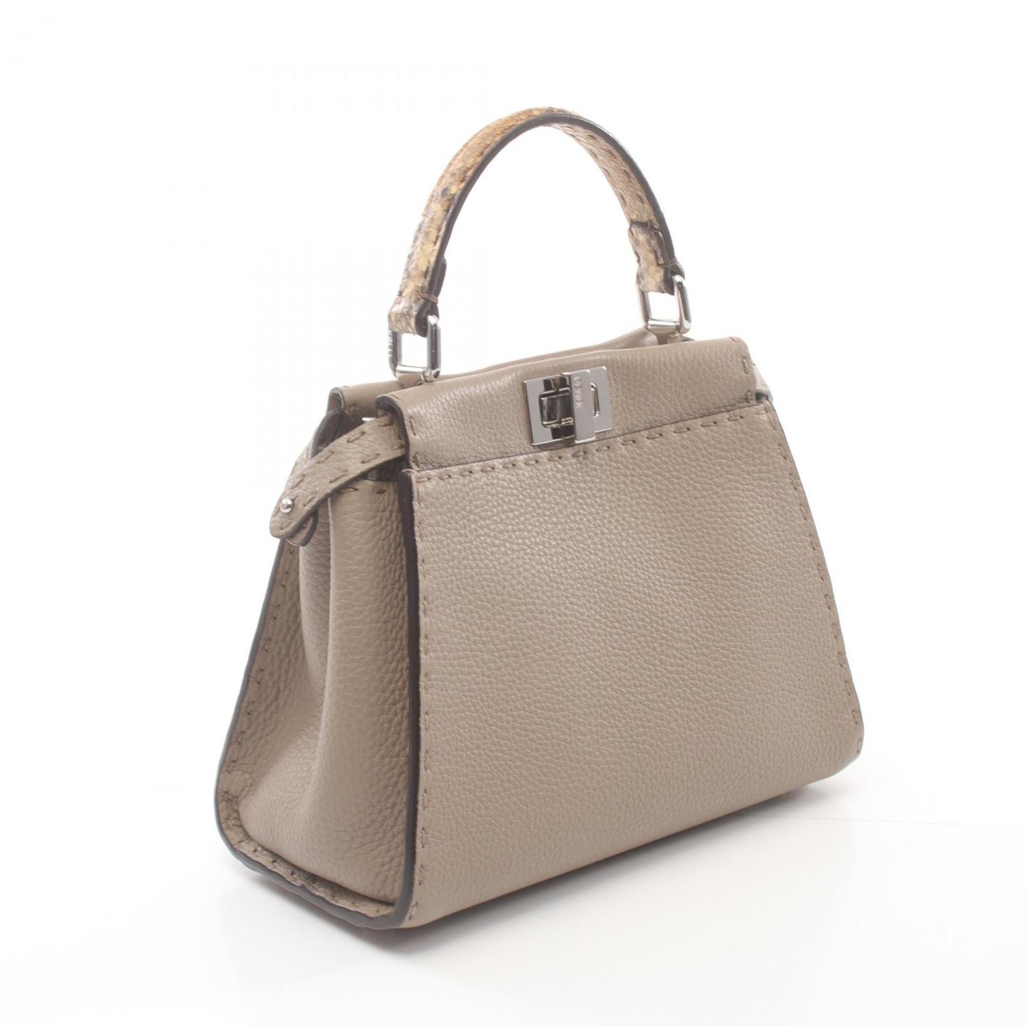 FENDI Peekaboo Handbag Bag Leather Women's Beige 8BN244