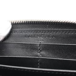 BALENCIAGA Round Long Wallet Leather Men's Black