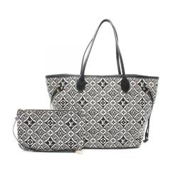 Louis Vuitton Neverfull MM Monogram Jacquard SINCE1854 Tote Bag Canvas Leather Women's Black Ivory Gray M57230