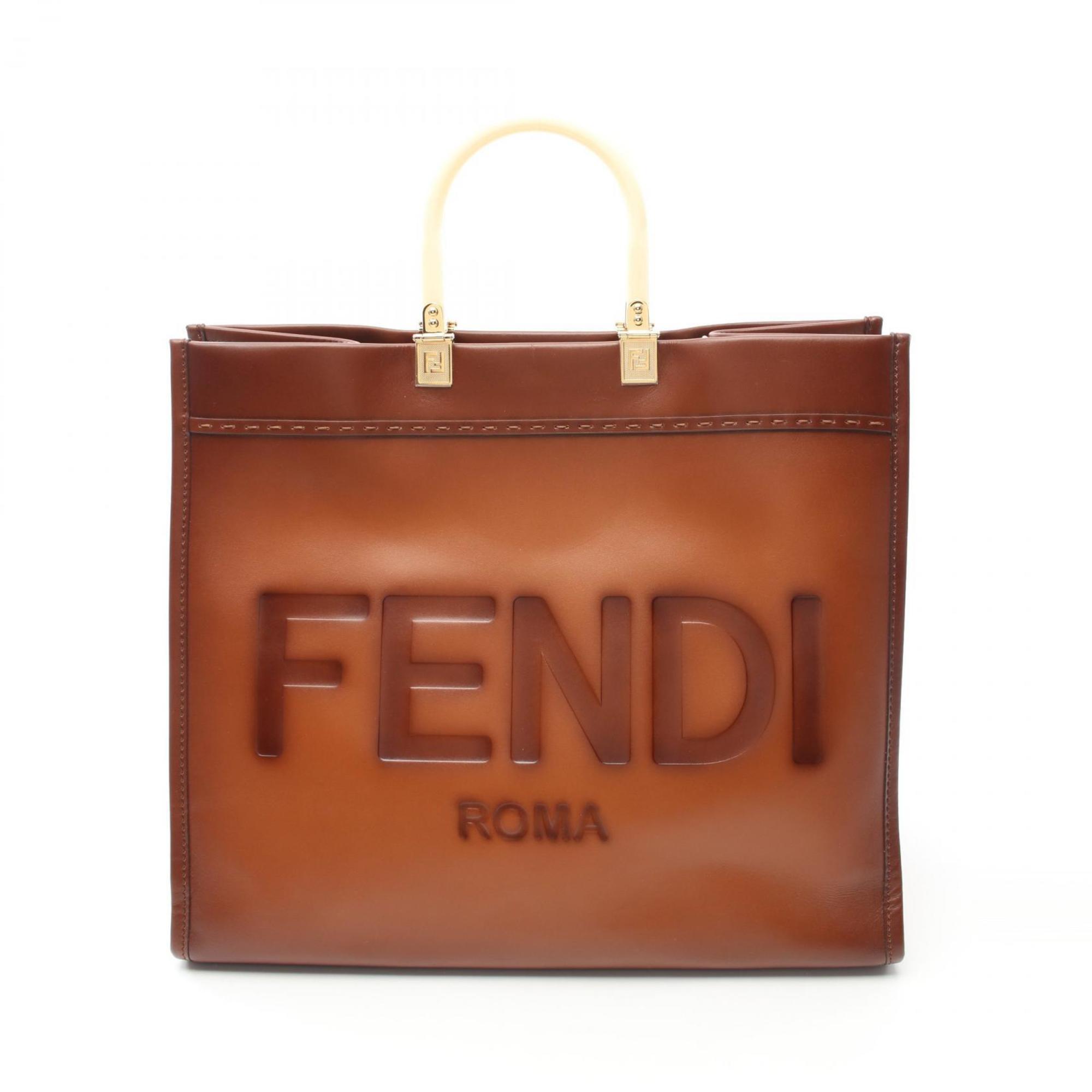 FENDI Sunshine Large Tote Bag Leather Women's Brown 8BH372