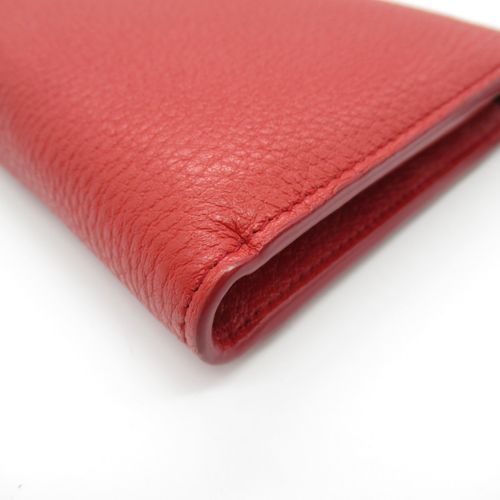 PRADA Round Long Wallet Leather Women's Red 1ML035