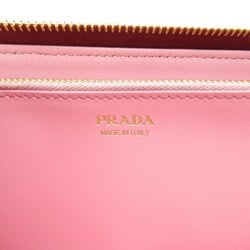 PRADA Round Long Wallet Leather Women's Red 1ML035