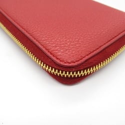 PRADA Round Long Wallet Leather Women's Red 1ML035