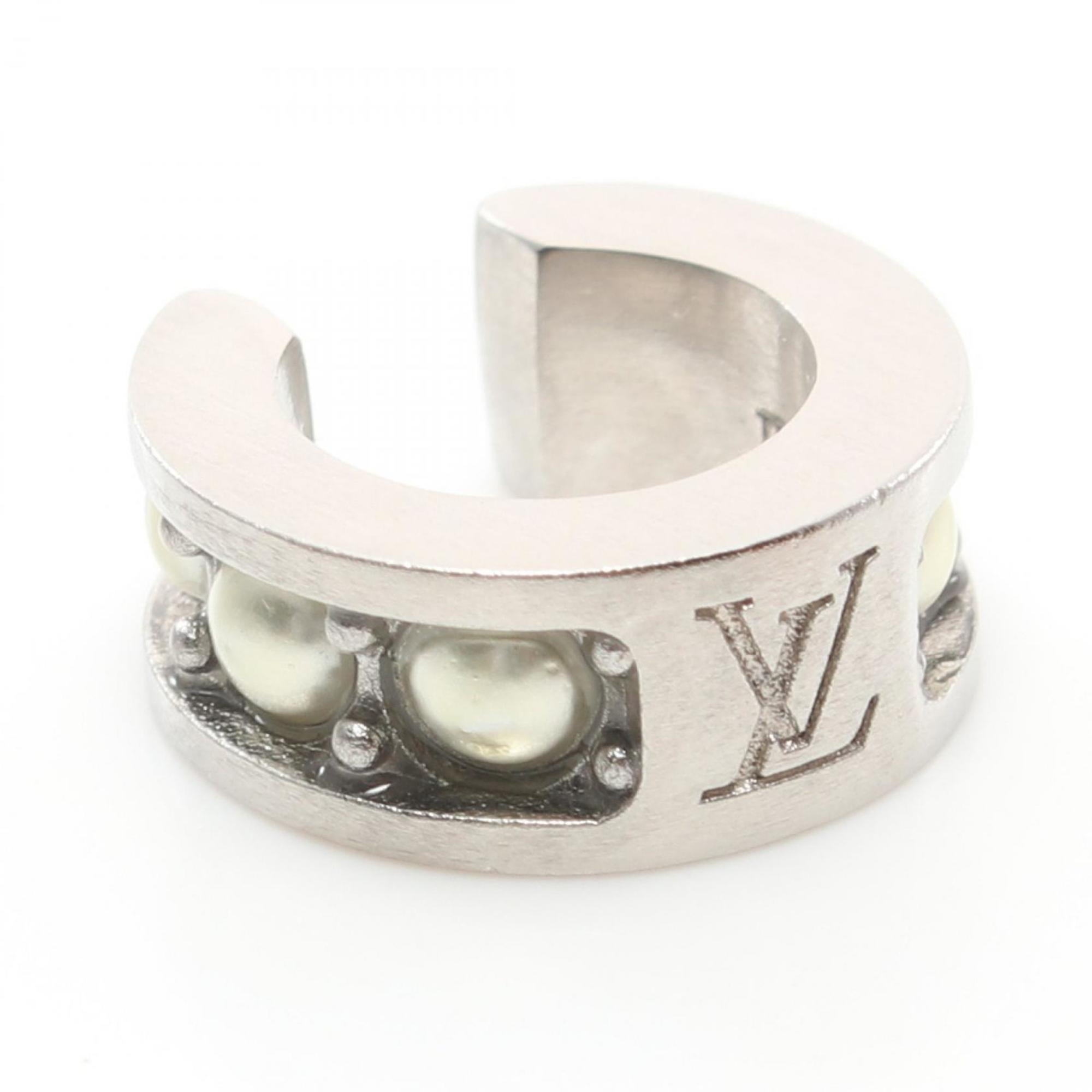 Louis Vuitton LOUIS VUITTON Ear Cuff Monogram Stainless Steel Faux Pearl Women's Silver White M01503