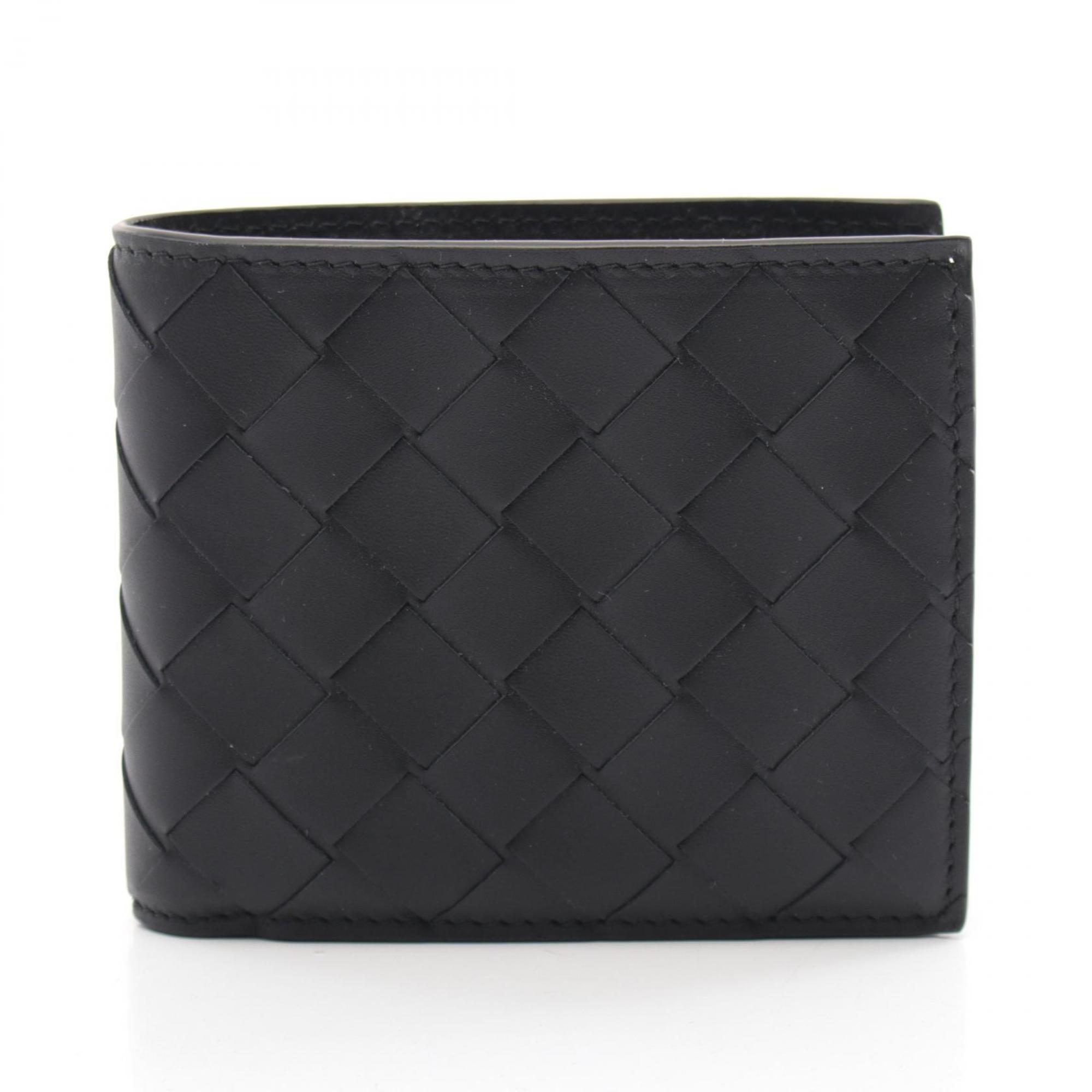 BOTTEGA VENETA Intrecciato Bi-fold Wallet Leather Men's Black 605722VCPQ48803